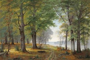 Rehe Am Waldesrand by Jacobus Johannes Van Poorten
