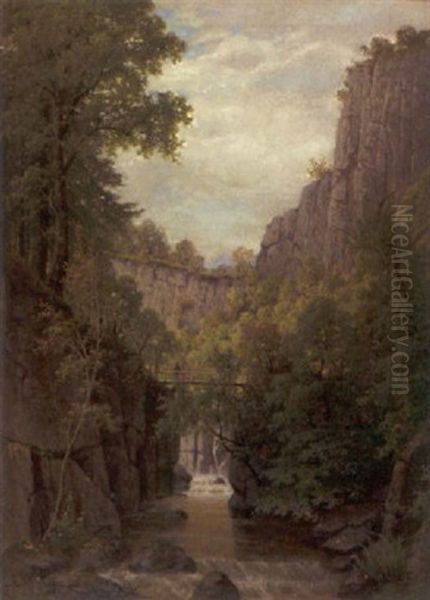 Felsenschlucht Mit Spaziergangern - view 1