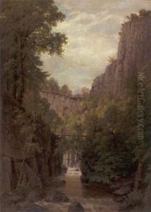 Felsenschlucht Mit Spaziergangern Felsenschlucht Mit Spaziergangern