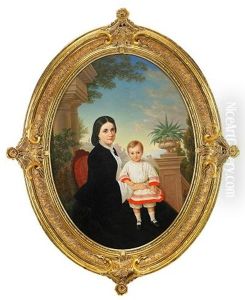 Portrait Of A Mother And Child by Karl August Poorten