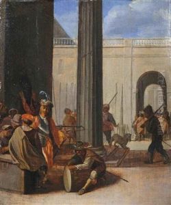 A Kortegaardje: Soldiers Conversing Amongst Classical Buildings