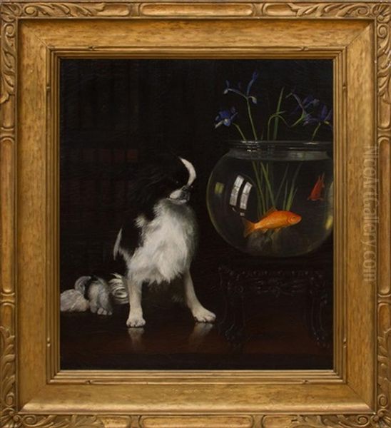 Japanese Chin And Goldfish - view 1