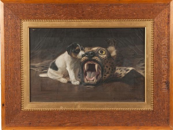Dog With Leopard Rug - view 1