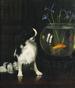 Japanese Chin And Goldfish Japanese Chin And Goldfish