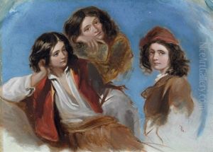 Three Italian Youths (study) by Gustav Pope