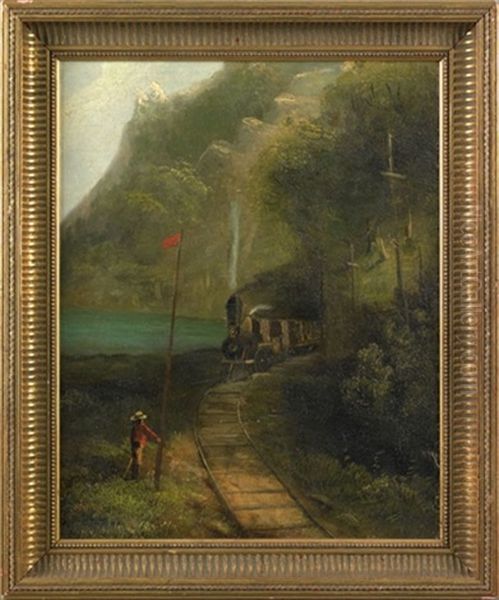 Hudson River Landscape With Train And Figure - view 1