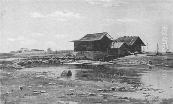 Barns By Pond In Farmland - view 1