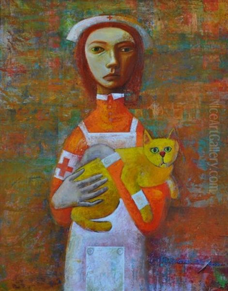 Nurse & Yellow Cat - view 1