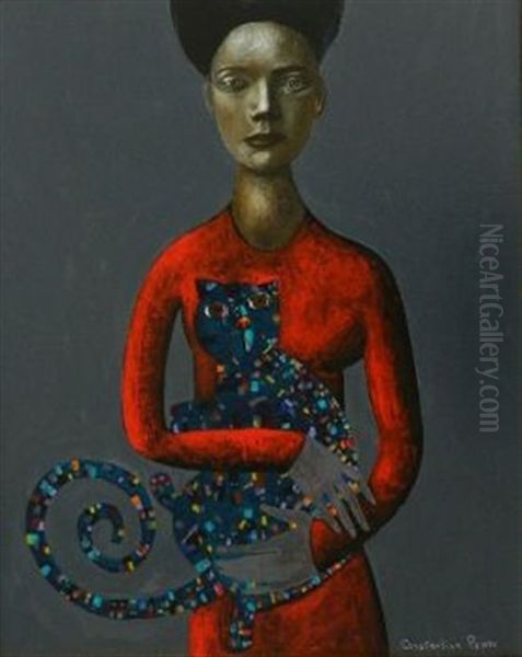 Girl With A Blue Cat - view 1