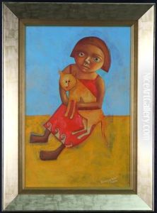 Girl With Cat by Konstantin Popov