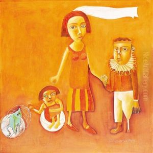 Untitled (family With Cat) by Konstantin Popov