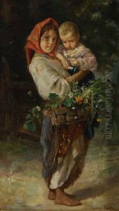 Peasant Children by Lukian Vasilievich Popov
