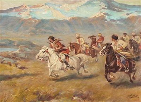 Mountain Landscape With Tcherkezian Horsemen - view 1