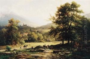 Village In The Mountains by Rudolf (Heinrich Albert) Poeppel