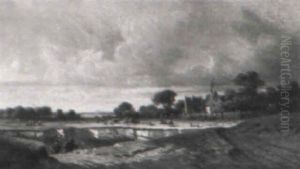 Weide Vor Dem Dorf by Rudolf (Heinrich Albert) Poeppel