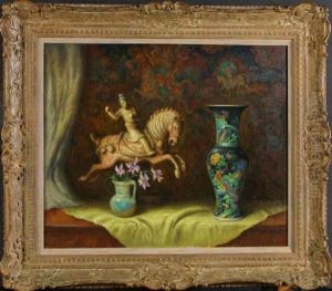Still Life - Tang Horse And Chinese Ceramic Vase by Stanilaus Poray