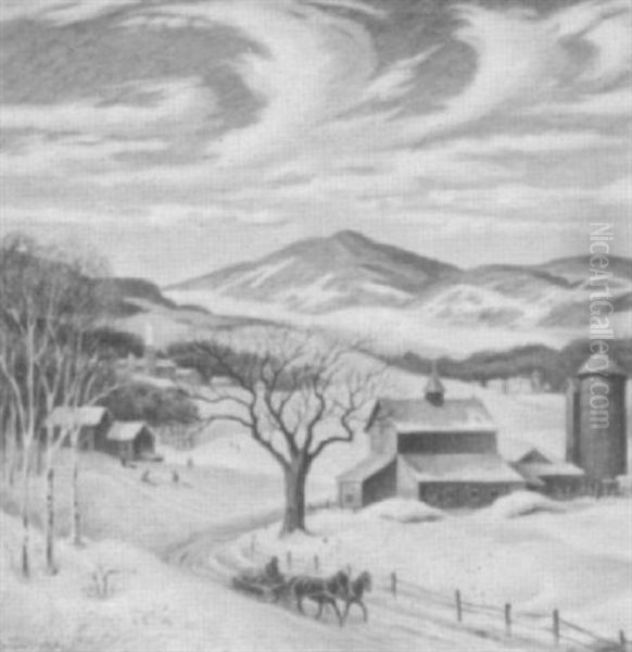 Vermont Village In Winter - view 1