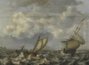 Segelschiffe Auf Sturmischer See by Jan Porcellis