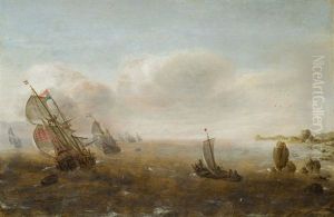 Segelschiff-flotte Vor Felsiger Kuste by Jan Porcellis