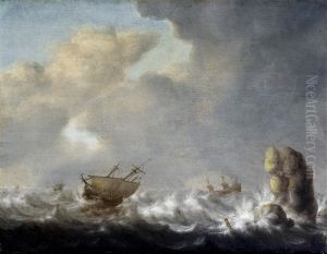 Shipping In A Stormy Sea by Jan Porcellis