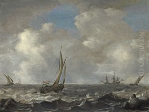 Stormy Sea With Ships