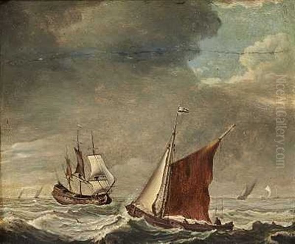 Sejlskibe Pa Et Oprort Hav (2 Works) - view 1