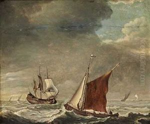 Sejlskibe Pa Et Oprort Hav (2 Works) by Jan Porcellis