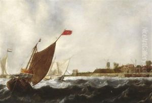 Segelschiffe Auf Sturmischer See Vor Der Hollandischen Kuste by Jan Porcellis
