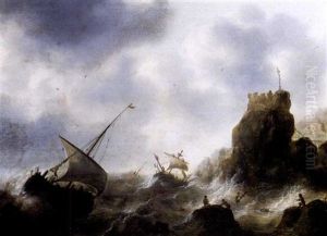 Schiffe Auf Sturmischer See by Jan Porcellis