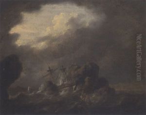 A Shipwreck In Stormy Seas by Jan Porcellis