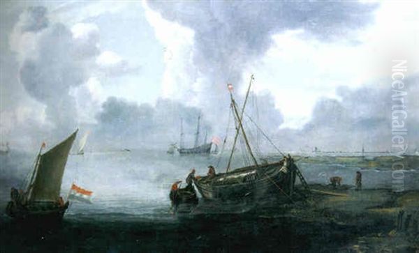An Estuary With A Moored Fishing Smack - view 1