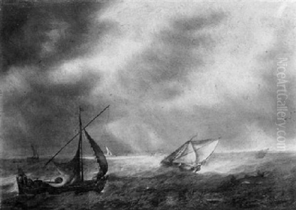 Dutch Coastal Vessels In A Swell - view 1