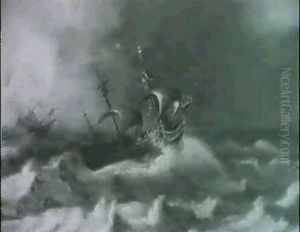 A Ship On A Stormy Sea by Jan Porcellis