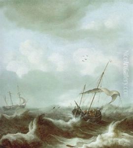 Segelschiffe Auf Sturmischer See Segelschiffe Auf Sturmischer See