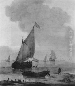 Segelschiffe In Kustennahe by Julius Porcellis