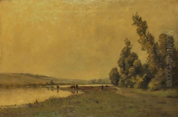 Vaches En Bord De Riviere - view 1