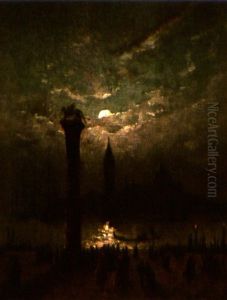 Le Lion De Saint Marc Au Clair De Lune, Venise by Albert Porcher