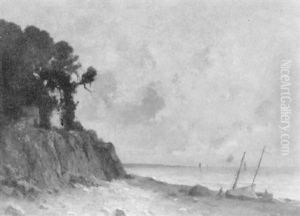 Bord De Mer A La Falaisen, Barque Echouee by Albert Porcher