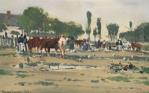 Viehmarkt In Einem Dorf by Gergely Poerge