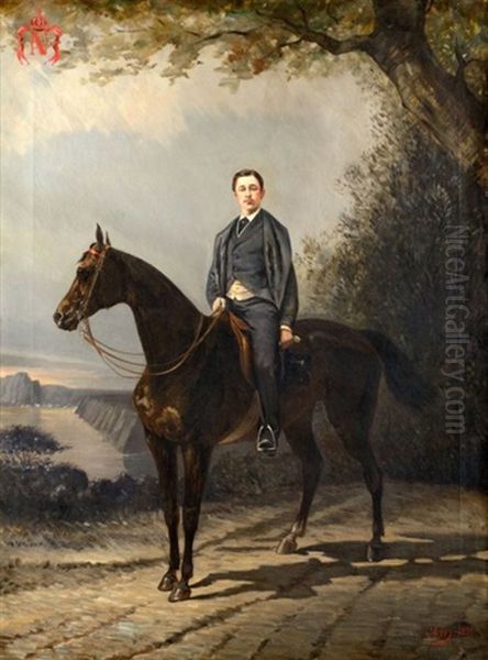 Le Prince Imperial A Cheval En Civil Sur Les Cotes Anglaises - view 1
