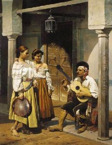 Andalucian Musicians by Charles (Louis Etienne Ch.) Porion