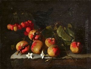 Still Life With Peaches, Cherries, And Jasmine Flowers by Paolo Porpora