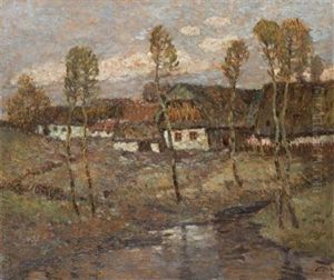 Cottages By The Water by Gustav Pors