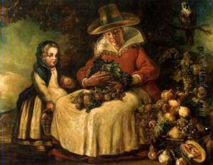 Mutter Und Tochter Mit Obststillleben Und Papagei (allegorie Des Herbstes)