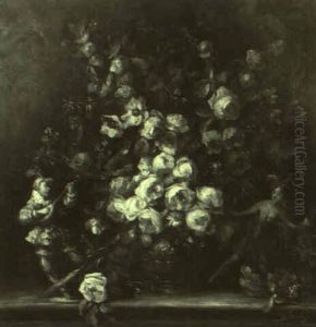 Blumenstilleben Mit Den Figuren Von Harlequin Und Colombine by Otto Maria Porsche
