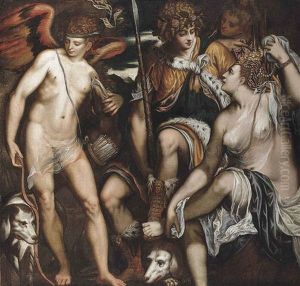 Venus And Adonis by Giuseppe della Porta Salviati