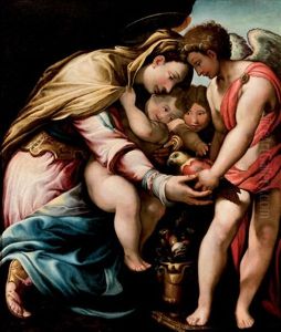 Virgen Con El Nino Y Un Papagallo by Giuseppe della Porta Salviati