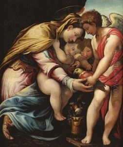 Vierge A L'enfant Avec Saint Jean-baptiste Et Un Ange