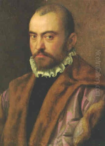 Portrait Of A Gentleman, Bust-length, Wearing A Fur-lined Cloak - view 1