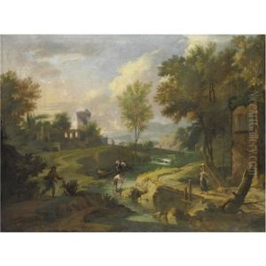 Paesaggio Fluviale Con Figure by Tomaso Porta